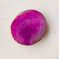 Golden Edge Natural Stone Phone Grip Pink Aga...