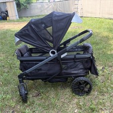Evenflo RideShare Double Stroller Wagon w/ Canopy, Black/Gray