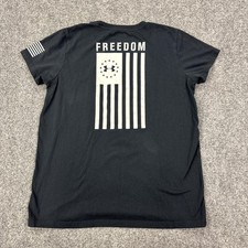 Under Armour Shirt Mens Medium Black Freedom Flag Graphic Tee Tagless Patriotic