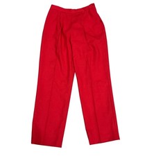 Vintage Red Tailored Straight Leg Dress Pants High Rise Ankle Pleated Trouser 8