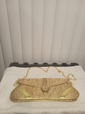 J Renee Vintage Designer Gold Handbag Purse With Pearls And Shoulder Chain