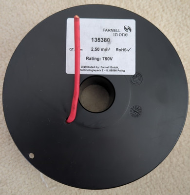 Staubli (Farnell) TPE Rotkupfer Anschlussleitung 25m 2,5mm² 750V 60-7200-22 - Neu