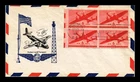 US COVER AIR MAIL 6C FIRST DAY ISSUE SCOTT C25 BLOCK OF 4 CACHET CRAFT UNSEALED