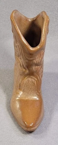 Vintage Frankoma Pottery Cowboy Boot Vase Brown 4.5" Tall #134