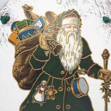 Hand Painted Santa Claus On Slate Country Christmas Decor