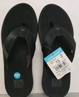 NEW REEF Santa Ana Flip Flop Thong Comfort Sandal - Black w/ Brown Sole -Size 13