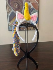 Handmade Crochet Unicorn Headband with Curly Mane