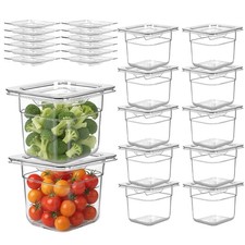 12 Pack 1/6 Size Clear Food Pans 6 In Deep Storage Containers Lids Restaurant