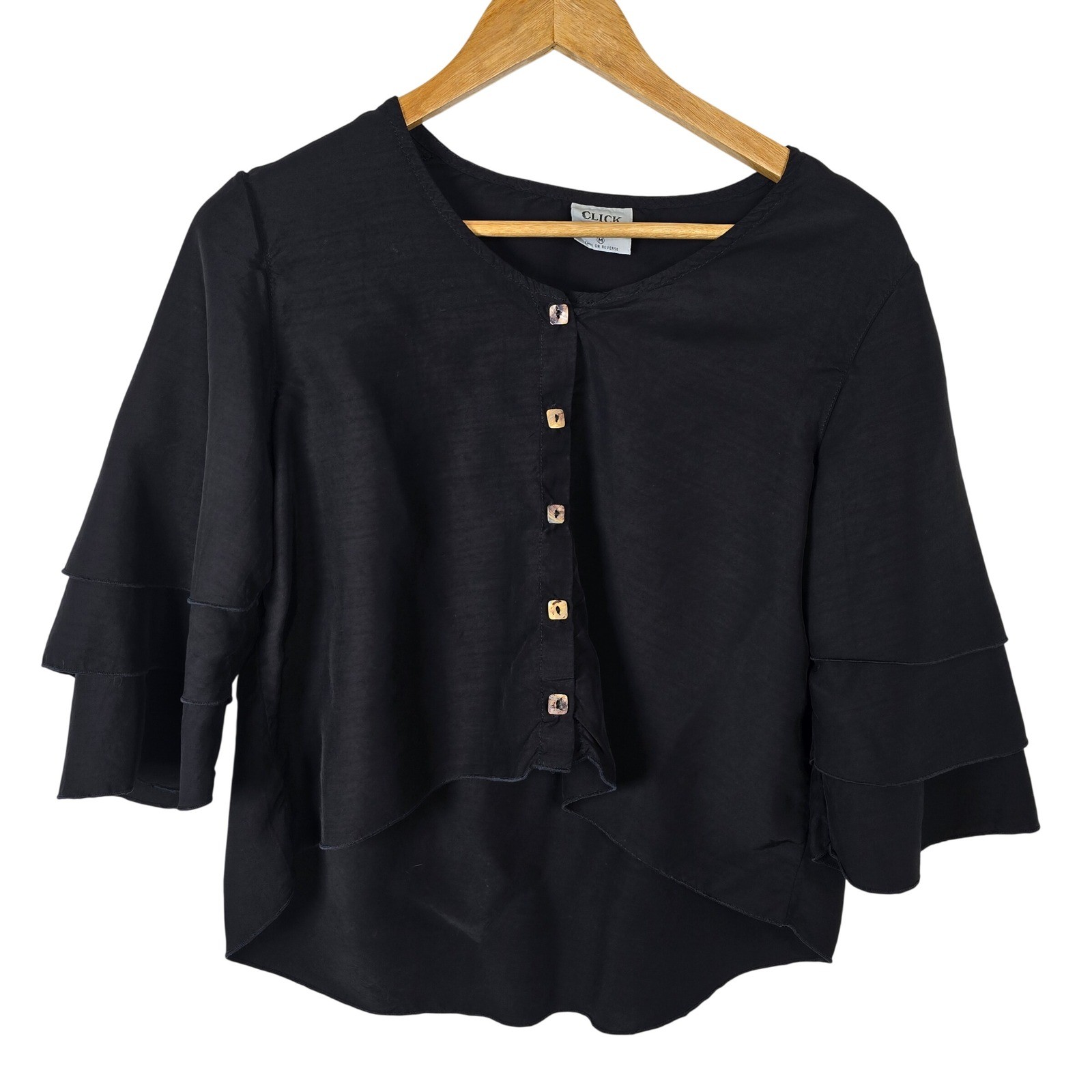 CLICK by Color Me Cotton Black Tiered Sleeve Crop… - image 1