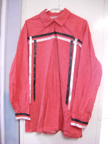 Vtg Native American Ceremonial Regalia Ribbon Dance Shirt Red Seneca Tribe 2XL