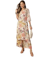 Women's Rayon Floral Straight Kurta with Palazzo Set