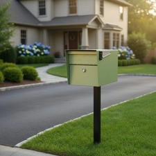 Sage Green Locking Security Mailbox - Protect Your Mail with Modern Elegance