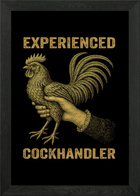 Erfahrener Cockhandler Hahn Gra gerahmtes Wandbild Poster Leinwanddruck Bild