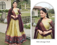 Heavy Silk Lehenga Choli Zari Weaving Kalamkari Border Wedding Party Wear