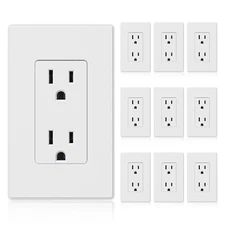 Matte White Standard Decorator Electrical Wall Receptacle Outlet, 15A 125V, 2...