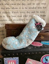 Cuddl Duds Aqua Mint Leopard Faux Sherpa Cozy Lined Gripper Socks O/S New Lounge