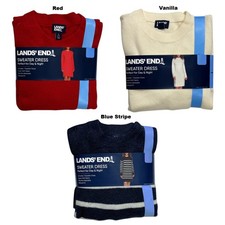 Lands' End Women's Long Sleeve Relaxed Fit Crewneck Sweater Dress