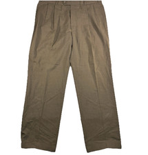 VTG Brooks Brothers Wool Pants Brooksease Pleated Brown Trousers Mens Size 37x31