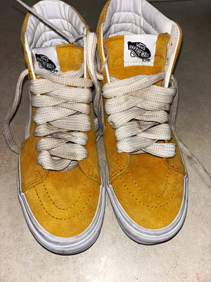 VANS Sk8-Hi Men s High Top Suede Sneakers Yellow/White Lace-Up Rubber