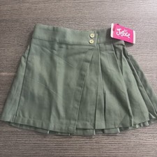 Justice Girls Asymmetrical Pleated Skirt SIZE M 10 Army Green Built-in Shorts