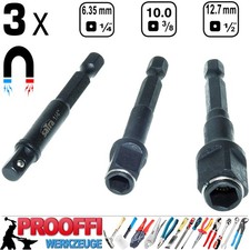 3-tlg Kraft Adapter Stecksnuss Steckschlüssel Magnet Kugel Halter 1/4" 3/8" 1/2"