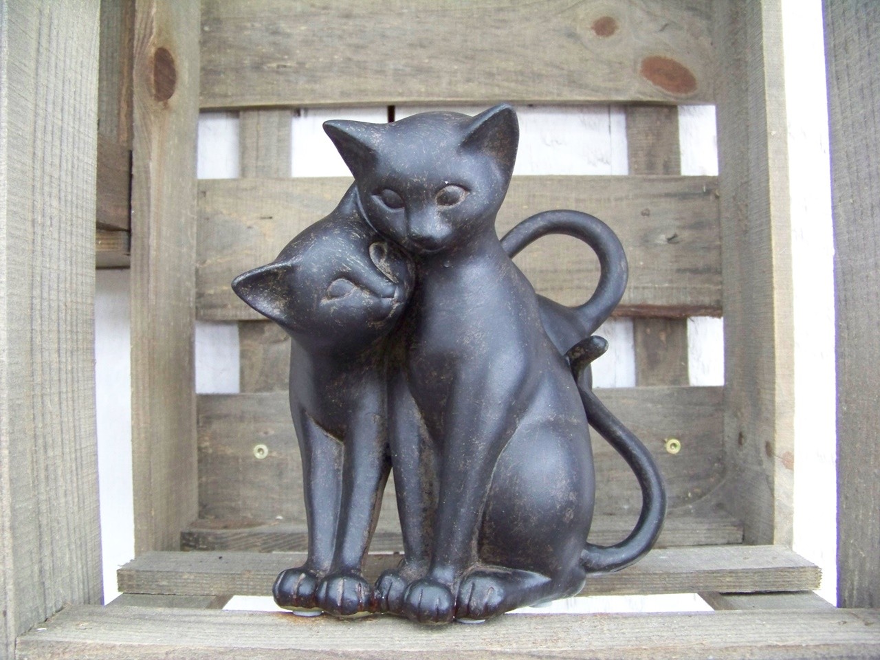 Statua decorativa coppia di gatti NUOVO personaggio gatto cat chât...