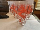 Gazelles Red Leaping Deer MCM Federal Glasses Set/6 Vintage 1950's 5" Tumblers