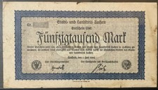 1923 GERMANY PAPER MONEY - 50,000 MARK BANKNOTE!