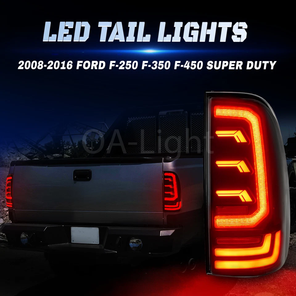 Luces traseras LED de humo para Ford F250 F350 F450 Super Duty 2008-2016 lámparas de freno Foto 2 de 4