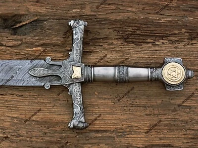 DOLLAR SAVING SHOP Hand Forged Damascus Steel King Solomon Crusader Sword ( Star of David pommel).