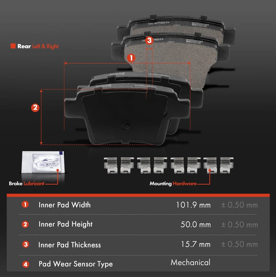 12 piezas rotores de freno perforados y pastillas de freno para Ford Taurus 2008-2009 delanteros y traseros Foto 3 de 4