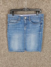 Gap Vintage Light Blue Denim Straight Pencil Skirt Womens 28/6 Distress Pockets