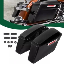 Vivid Black Hard Saddlebags Saddle Bags For Harley Street Road King Glide 94-13