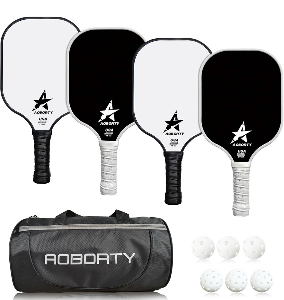Premium 4-Pack Lightweight Graphite Pickleball Paddles with Honeycomb Core & Carry Bag