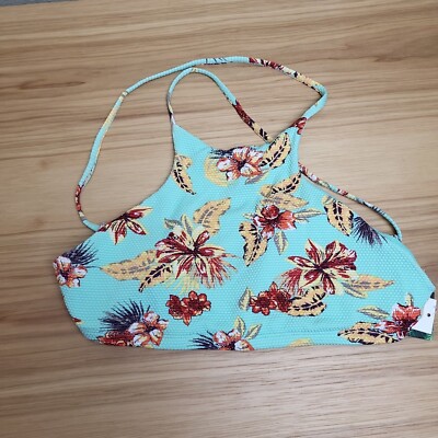 Eidon Womens Green Tropical Adelina Print Swim Bikini Top Size XS
