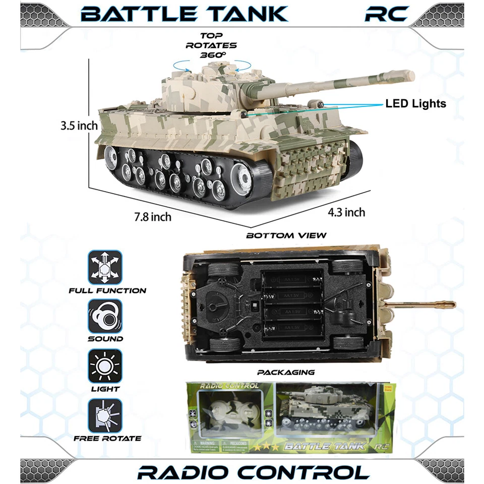 Remote Control Camouflage Pattern Battle Tank Toy Car For Kids Christmas Gift - Image 3 of 4