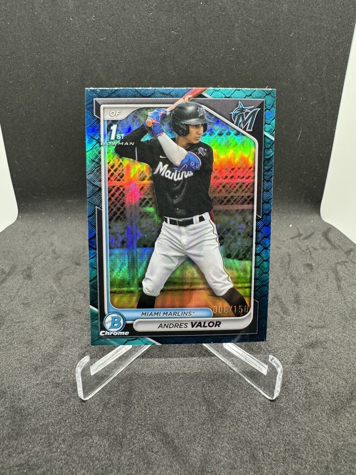 2024 Bowman Chrome Andres Valor 1st Blue Reptilian Refractor /150 #BCP-196 (RC)