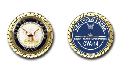 USS Ticonderoga CVA-14 Challenge Coin US Navy Officially Licensed
