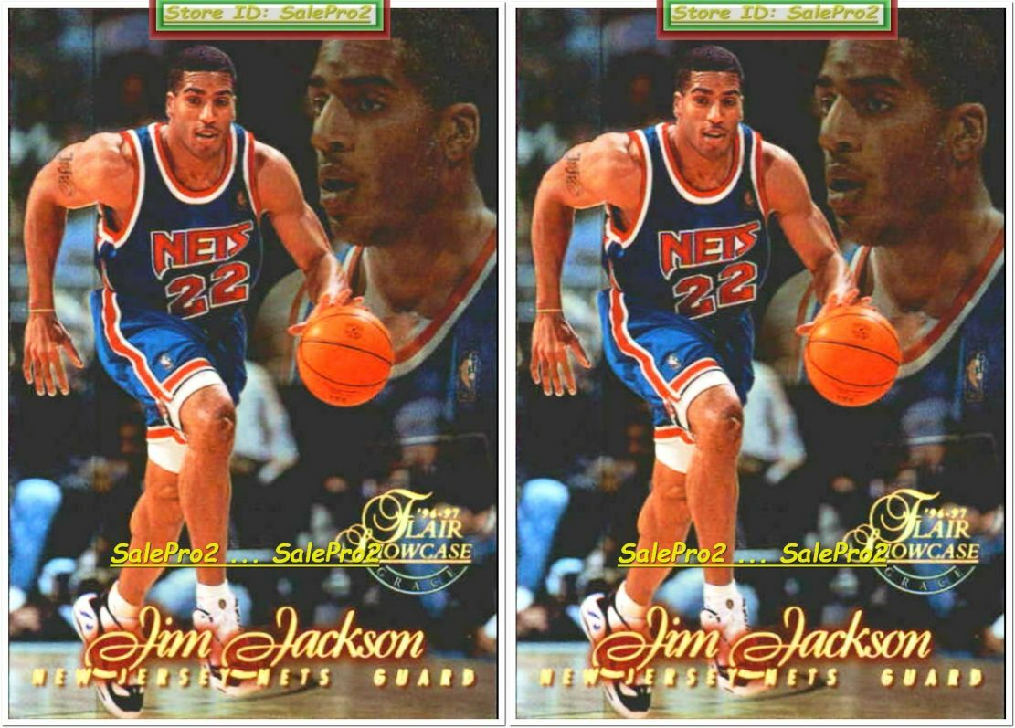 FILA 2x FLAIR SHOWCASE 1996 JIM JACKSON NBA #46 NEW JERSEY NETS STAR ROW 1 LOTTO COME NUOVO