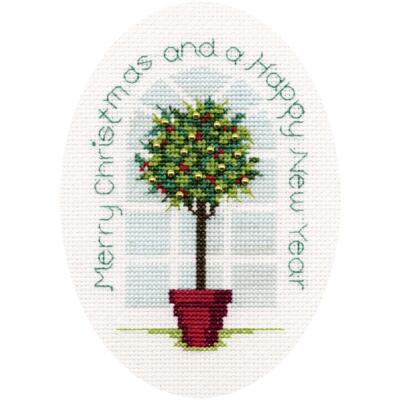 Bothy Threads Grußkarte Kreuzstich-Set ''Stechpalme'', 9x13.3cm, DWCDX32, Zählmust