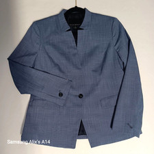 Banana Republic Inverted Collar Blazer Sz 6 Cross Hatch Dusty Blue