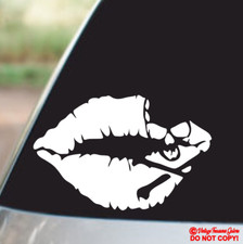 SKULL AND CROSSBONES LIPS Vinyl Decal Sticker Car Truck Window Wall Bumper JDM
