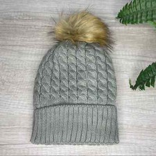 Gray Fleece Lined Pom Pom Beanie NWOT
