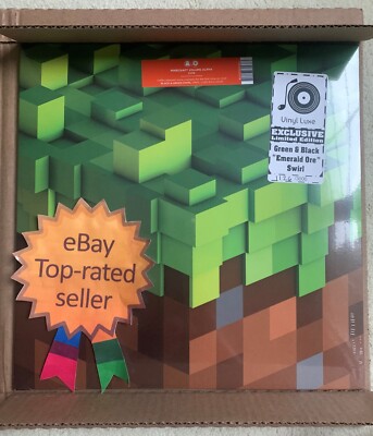 C418 Minecraft Volume Alpha Green & Black Emerald Ore Swirl Vinyl LP #1126 MINT