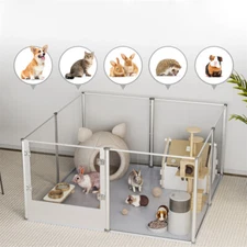 Heavy Duty Dog Playpen Pen Clear Acrylic Crate Cage Kennel Fr Puppy Rabbit Kitte