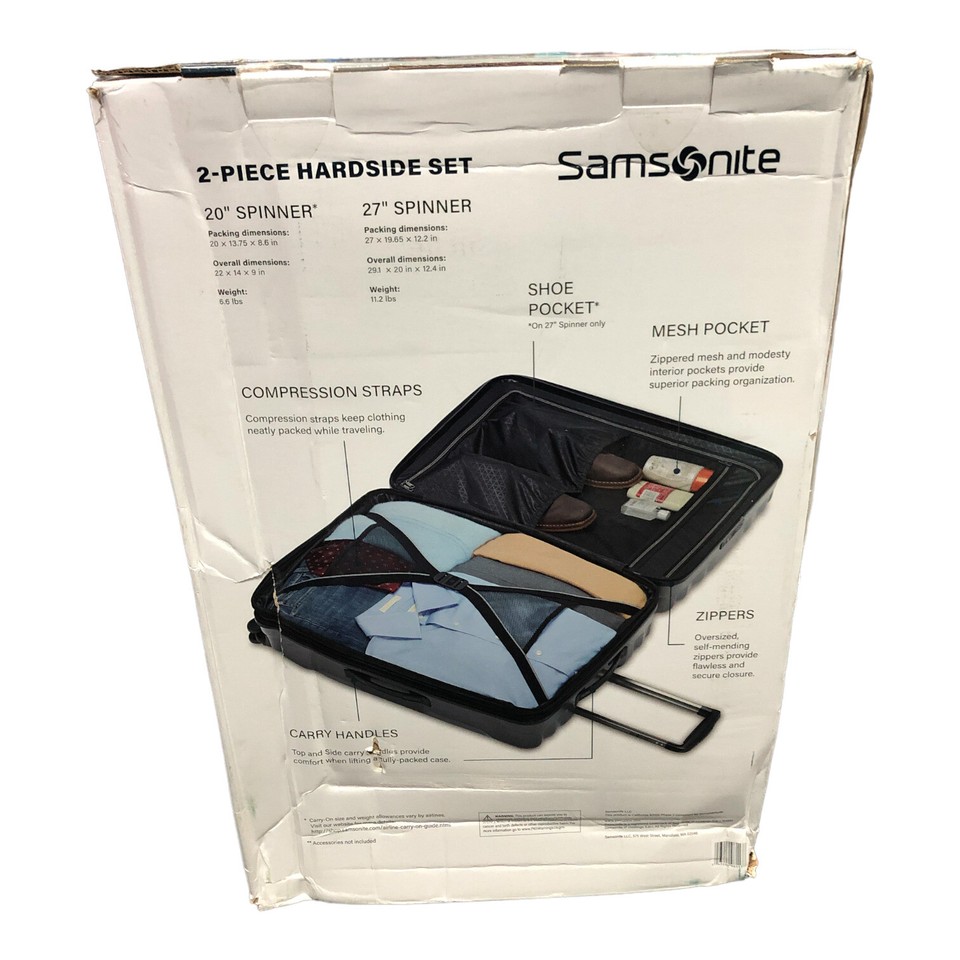 Samsonite Volante Hardside Spinner Luggage 2Piece Set, Dark Gray eBay