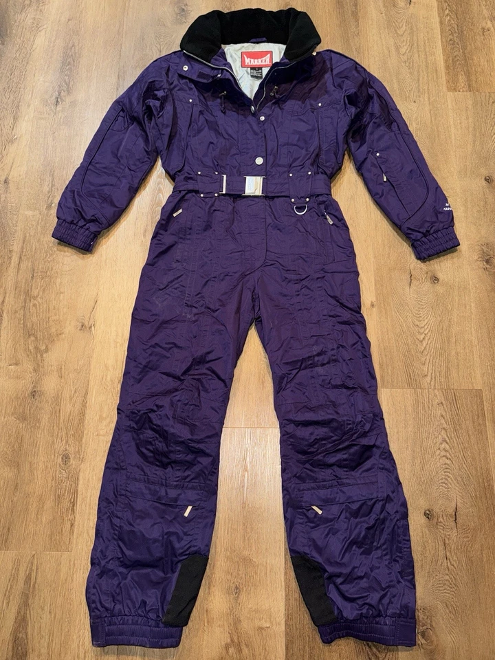 Marker Ski Suit One Piece Snowsuit Snow Bib Purple Snowboard Vtg Retro Womens 10 - Image 2 of 4