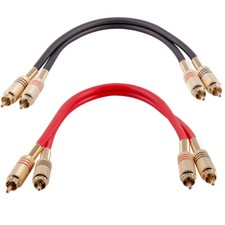 2 Pack of 1 Foot 2-RCA Male to 2-RCA Male Audio Patch Cables - Various Colors