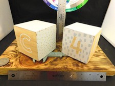  2 Two- 3.94" Wooden Letter and Number Block Rustic Farmhouse Kids Room Decor