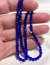 Cobalt 4mm Faceted Round Fire-Polished Czech Glass Beads, 50 Per Strand